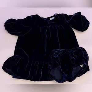 Ralph Lauren Navy Velvet Diaper Cover Set